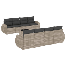 vidaXL 9 részes világosszürke polyrattan kerti ülőgarnitúra párnával (3221151) kerti bútor