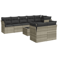 vidaXL 9 részes világosszürke polyrattan kerti ülőgarnitúra párnával (3249761) kerti bútor