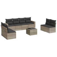 vidaXL 9 részes világosszürke polyrattan kerti ülőgarnitúra párnával (3251199) kerti bútor