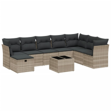 vidaXL 9 részes világosszürke polyrattan kerti ülőgarnitúra párnával (3263288) kerti bútor