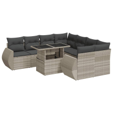 vidaXL 9 részes világosszürke polyrattan kerti ülőgarnitúra párnával (3326613) kerti bútor