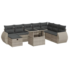 vidaXL 9 részes világosszürke polyrattan kerti ülőgarnitúra párnával (3327922) kerti bútor