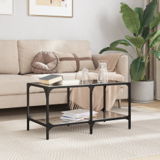 vidaXL acél dohányzóasztal fekete üveglappal 78,5 x 40 x 40 cm bútor