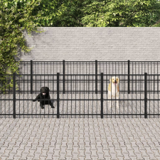 vidaXL acél kültéri kutyakennel 14,11 m² szállítóbox, fekhely kutyáknak