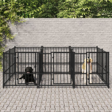 vidaXL acél kültéri kutyakennel 5,63 m² szállítóbox, fekhely kutyáknak
