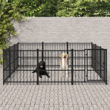 vidaXL Acél kültéri kutyakennel 8,47 m² szállítóbox, fekhely kutyáknak