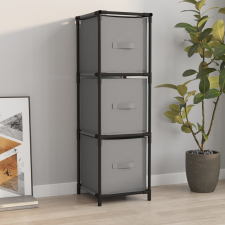 vidaXL acél tárolószekrény 3 szürke szövetfiókkal 34 x 34 x 101 cm bútor