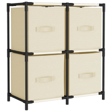 vidaXL acél tárolószekrény 4 krémszínű szövetkosárral 63 x 30 x 71 cm (337256) bútor