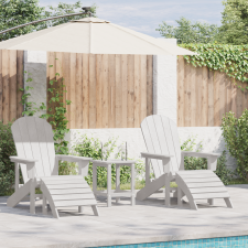 vidaXL Adirondack Székek Lábpihentővel 2 db Fehér HDPE kerti bútor