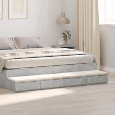 vidaXL Ágy Fiókok Beton Szürke 200x36,5x16,5 cm Mérnöki Fa bútor