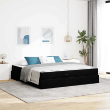 vidaXL Ágykeret Egyéb tárolóval Fekete 180 x 200 cm szövet ágy és ágykellék