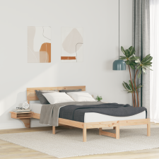 vidaXL Ágykeret éjjeli szekrényekkel Barna 120 x 200 cm Tömör fenyőfa ágy és ágykellék