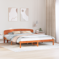 vidaXL Ágykeret Fejházzal Gyantázott Barna 200x200 cm Tömör Fenyő ágy és ágykellék