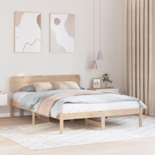 vidaXL Ágykeret fejtámlával 150x200 cm Tömör Fenyőfa ágy és ágykellék
