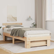 vidaXL Ágykeret fejtámlával Barna 100 x 200 cm Tömör fenyőfa ágy és ágykellék