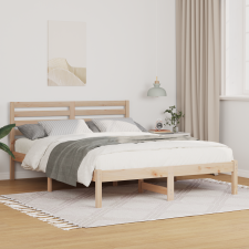 vidaXL Ágykeret fejtámlával Barna 140 x 190 cm Tömör fenyőfa ágy és ágykellék