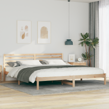 vidaXL Ágykeret fejtámlával Barna 200 x 210 cm Tömör fenyőfa ágy és ágykellék