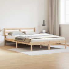 vidaXL Ágykeret fejtámlával Barna 220 x 140 cm Tömör fenyőfa ágy és ágykellék