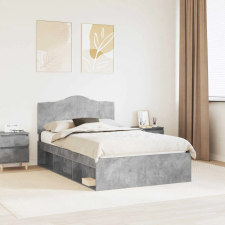 vidaXL Ágykeret fejtámlával Beton 120 x 190 cm Tömör fenyőfa ágy és ágykellék