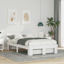 vidaXL Ágykeret fejtámlával Fehér 135 x 190 cm Tömör fenyőfa ágy és ágykellék
