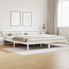 vidaXL Ágykeret fejtámlával Fehér 220 x 200 cm Tömör fenyőfa ágy és ágykellék