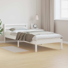vidaXL Ágykeret fejtámlával Fehér 220 x 90 cm Tömör fenyőfa ágy és ágykellék