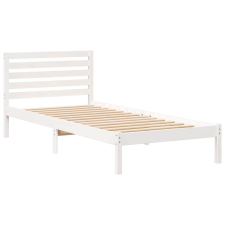 vidaXL Ágykeret fejtámlával Fehér 80 x 210 cm Tömör fenyőfa (872303) ágy és ágykellék