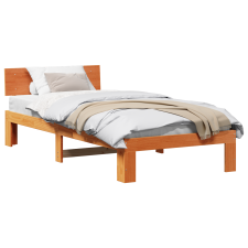 vidaXL ágykeret fejtámlával gyantázott barna 90x190 cm tömör fenyőből (872676) ágy és ágykellék