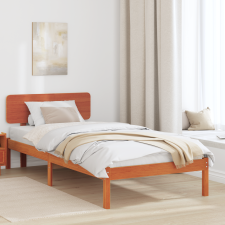 vidaXL Ágykeret fejtámlával Gyantázott barna 90x200 cm Tömör fenyőfa ágy és ágykellék