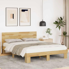 vidaXL ágykeret fejtámlával matrac nélkül 135x190 cm tömör fa tölgyfa ágy és ágykellék