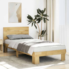 vidaXL ágykeret fejtámlával matrac nélkül 75x190 cm tömör fa tölgyfa (3315727) ágy és ágykellék