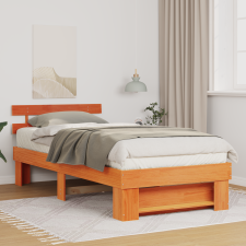 vidaXL Ágykeret fejtámlával Viaszbarna 100 x 200 cm Tömör fenyőfa ágy és ágykellék