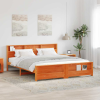 vidaXL Ágykeret fejtámlával Viaszbarna 180 x 200 cm Tömör fenyőfa