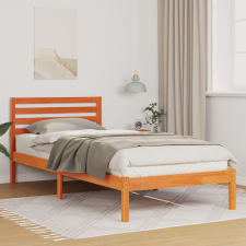 vidaXL Ágykeret fejtámlával Viaszbarna 90 x 210 cm Tömör fenyőfa ágy és ágykellék