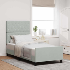 vidaXL Ágykeret fejtámlával Világosszürke 90 x 200 cm Bársony ágy és ágykellék