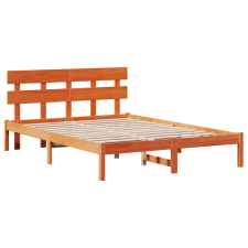 vidaXL Ágykeret Fejvéggel Gyantázott Barna 150x200 cm Tömör Fenyőfa (872160) ágy és ágykellék
