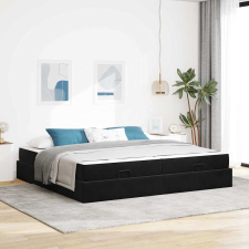 vidaXL Ágykeret Fekete 200 x 200 cm Bársony ágy és ágykellék