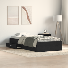 vidaXL Ágykeret Fekete Tölgy 90x190 cm Műanyag Fa ágy és ágykellék