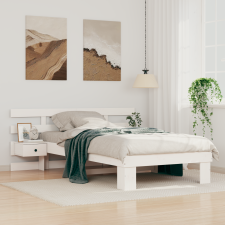 vidaXL Ágykeret fiókkal fejtámlával Fehér 80 x 200 cm Tömör fenyőfa ágy és ágykellék