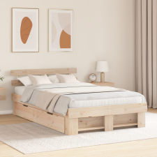 vidaXL Ágykeret fiókkal fejtámlával tárolóval Barna 120 x 200 cm Fenyőfa ágy és ágykellék