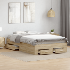 vidaXL ágykeret fiókokkal világos tölgy 120x190 cm mérnöki fa ágy és ágykellék