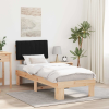 vidaXL Ágykeret Kárpitozott Fejtámlával fejtámlával Fekete 75 x 190 cm