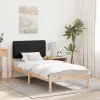 vidaXL Ágykeret Kárpitozott Fejtámlával Fekete 100 x 200 cm