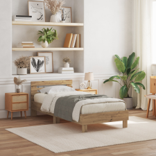 vidaXL Ágykeret LED -es lámpákkal kézműves tölgy 100 x 200 cm Faanyag ágy és ágykellék
