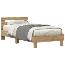vidaXL Ágykeret LED Fényekkel Artisan Tölgy 90x200 cm Mérnöki Fa (863796) ágy és ágykellék