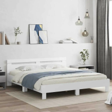 vidaXL Ágykeret leddel fejtámlával Fehér 193 x 203 cm Faanyag ágy és ágykellék