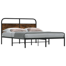 vidaXL ágykeret matrac nélkül 135x190 cm füstölt tölgy fűrészelt fa ágy és ágykellék
