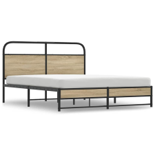 vidaXL ágykeret matrac nélkül 150x200 cm füstölt tölgy fűrészelt fa (4100376) ágy és ágykellék