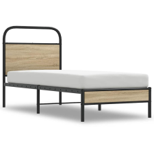 vidaXL ágykeret matrac nélkül 80x200 cm füstölt tölgy fűrészelt fa (4100347) ágy és ágykellék