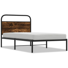 vidaXL ágykeret matrac nélkül 90x200 cm füstölt tölgy fűrészelt fa (4100202) ágy és ágykellék